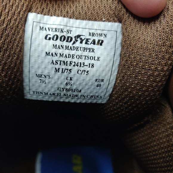 Goodyear Men\'s Boots Size 7.5 Maverick ST Brown Leather Steel Toe. main image 6